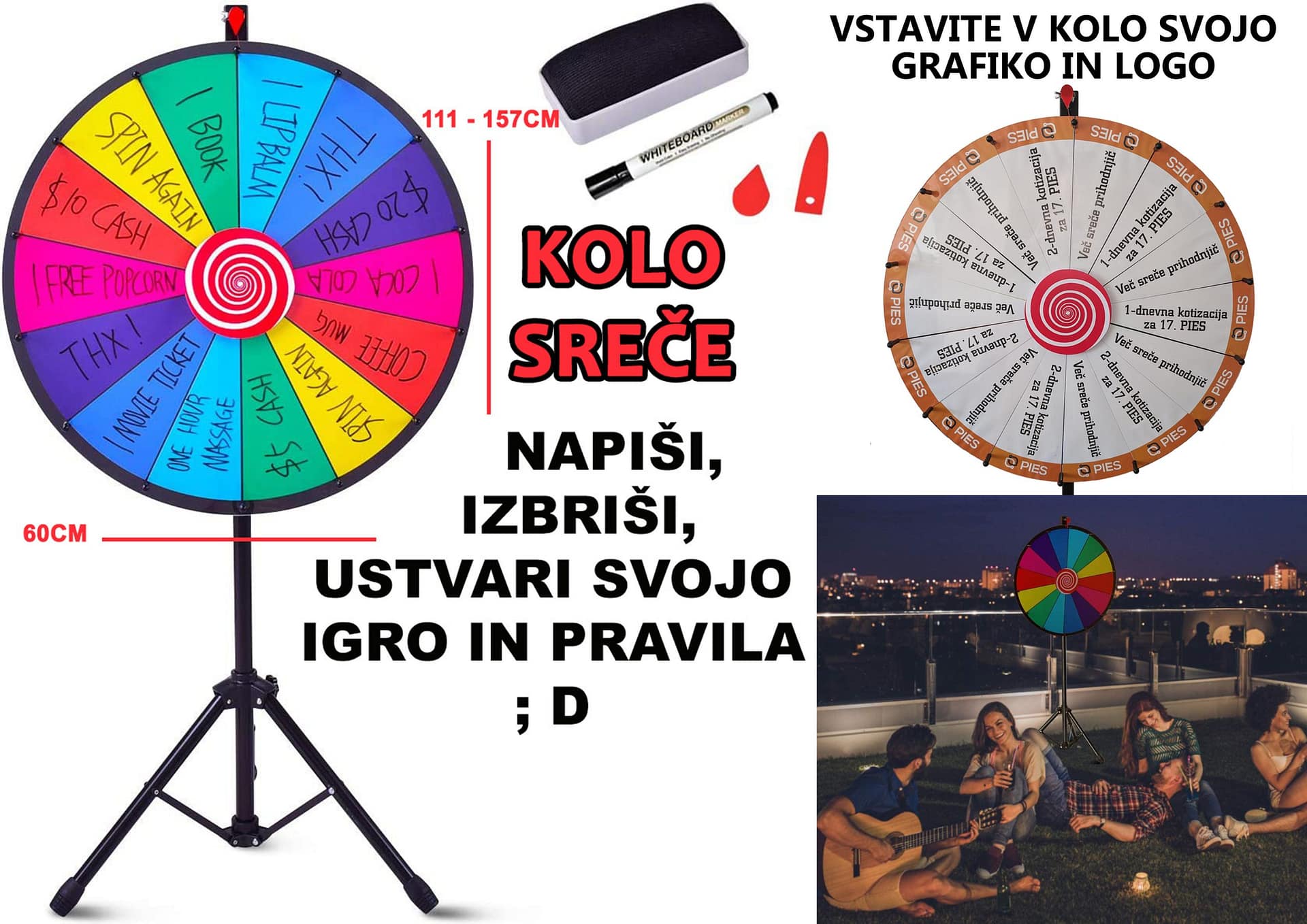 Kolo sreče. Napiši ali vstavi svoja pravila in igra se lahko prične.