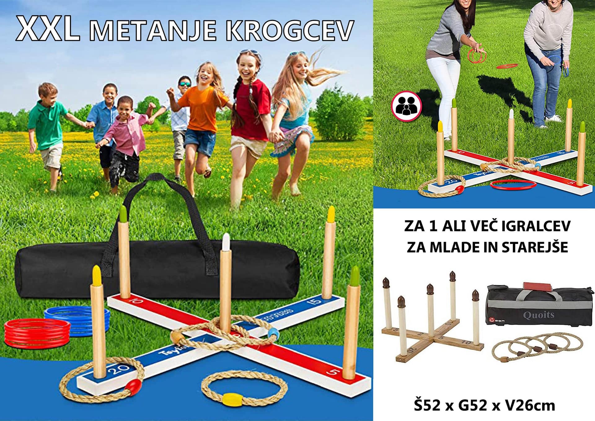 Igra metanje krogcev. V več formatih in za več igralcev.